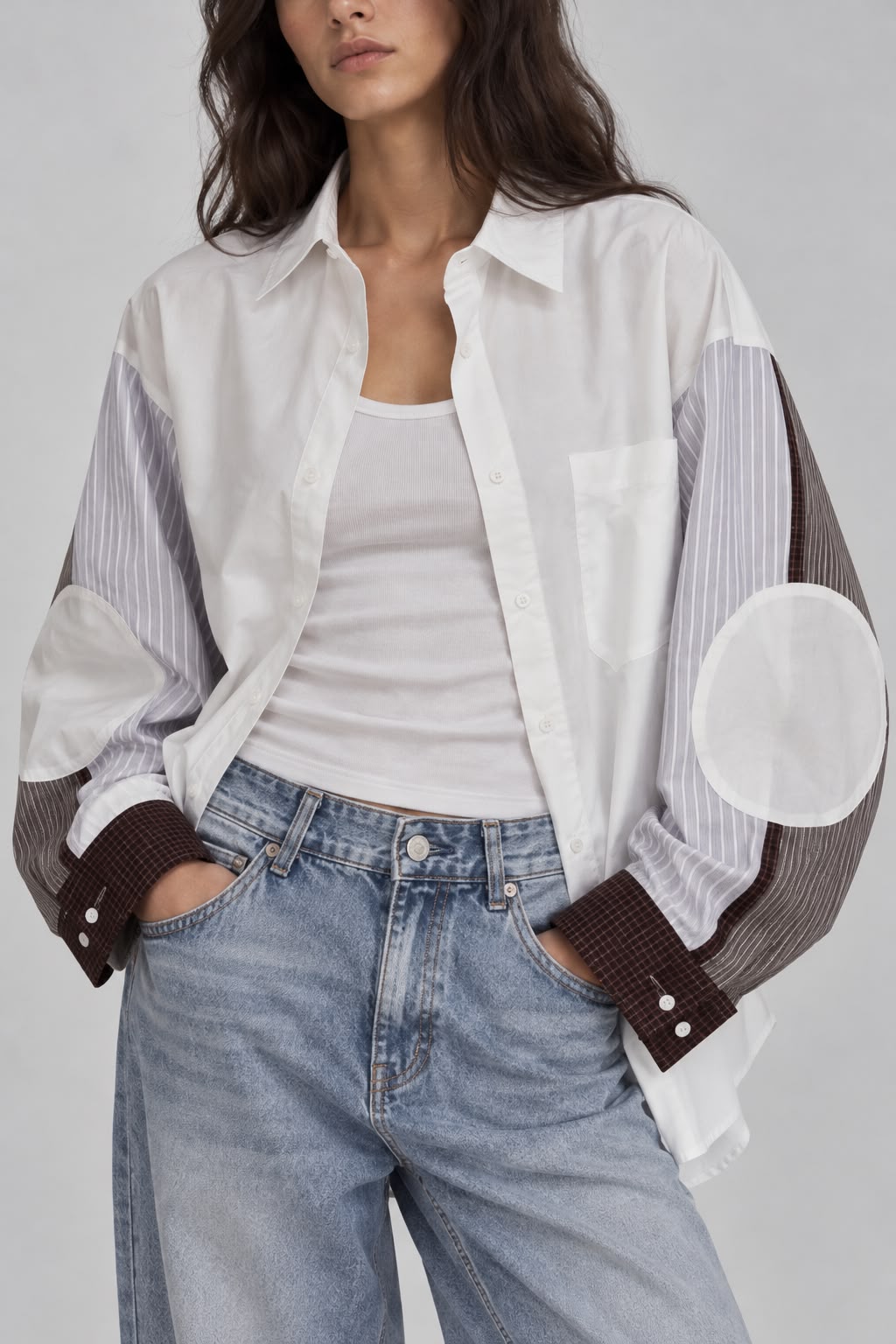 White Patchwork Shirt Secondary image
