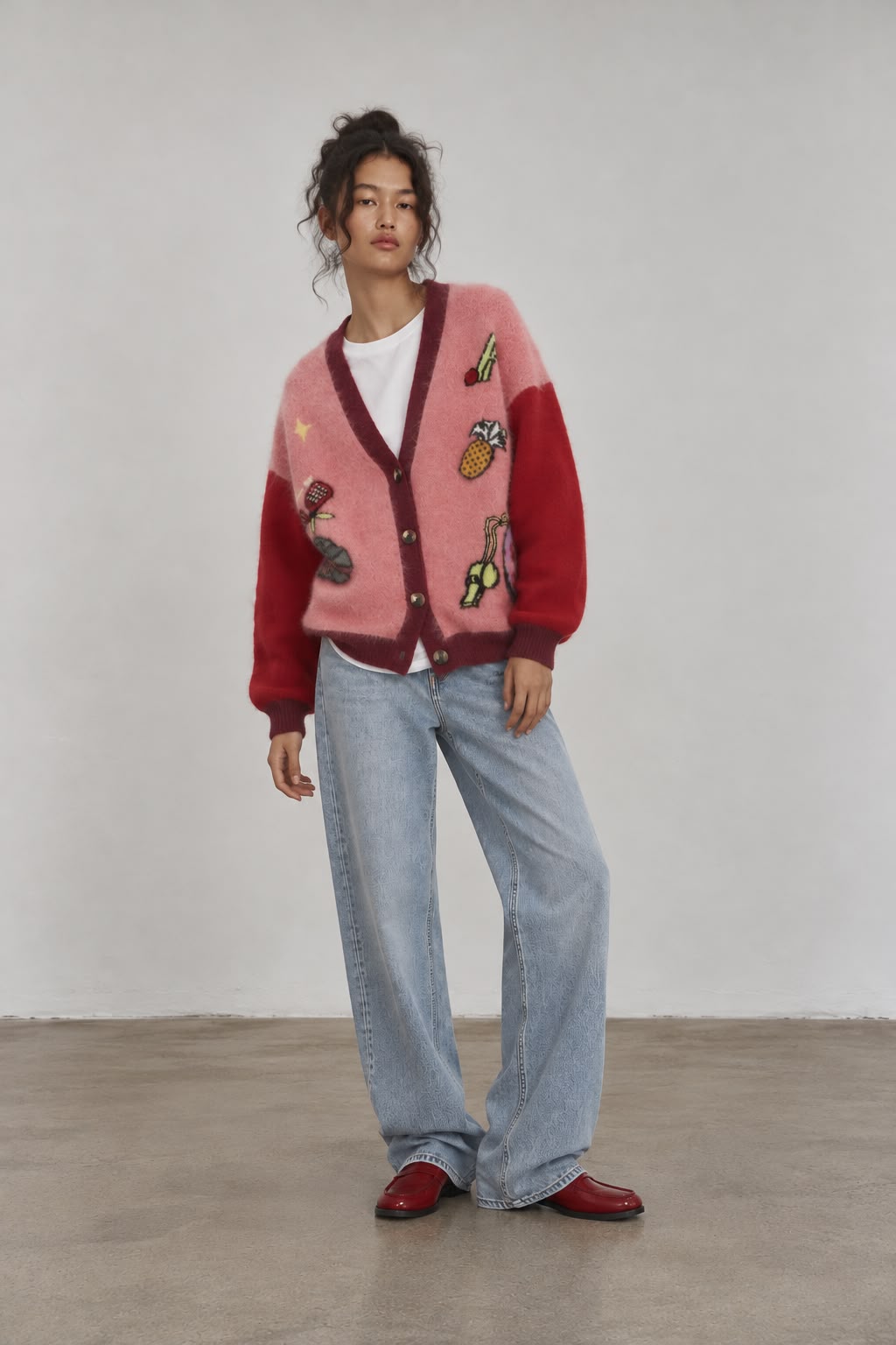 Playful fleece cardigan