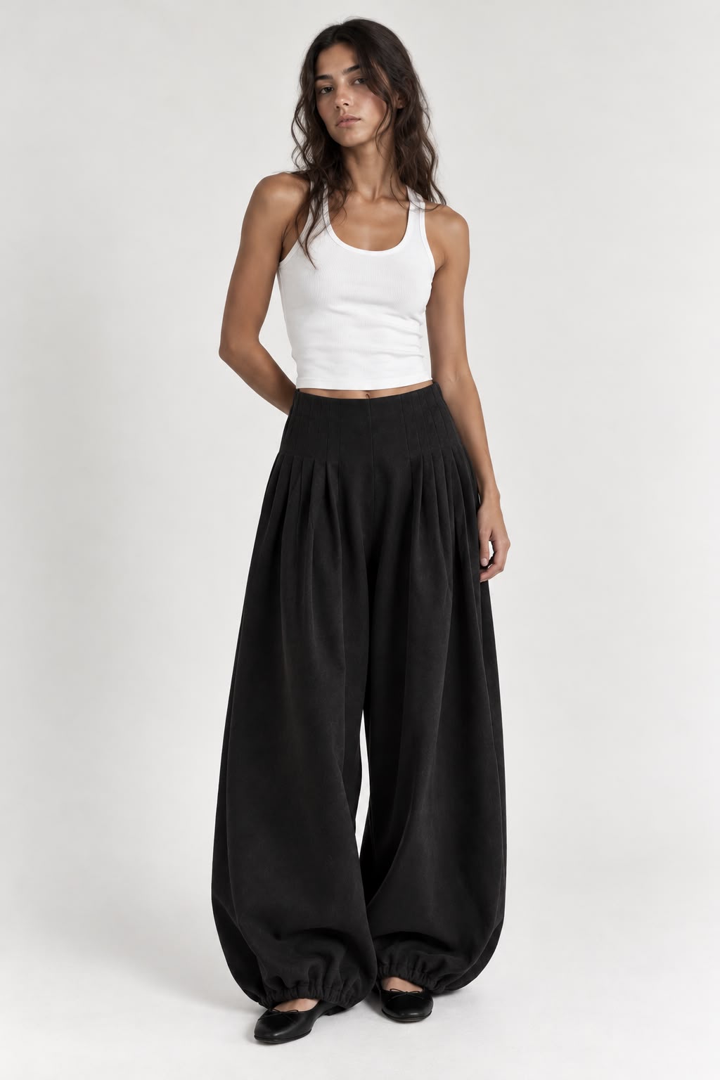 Black Suede Balloon Pants Main image
