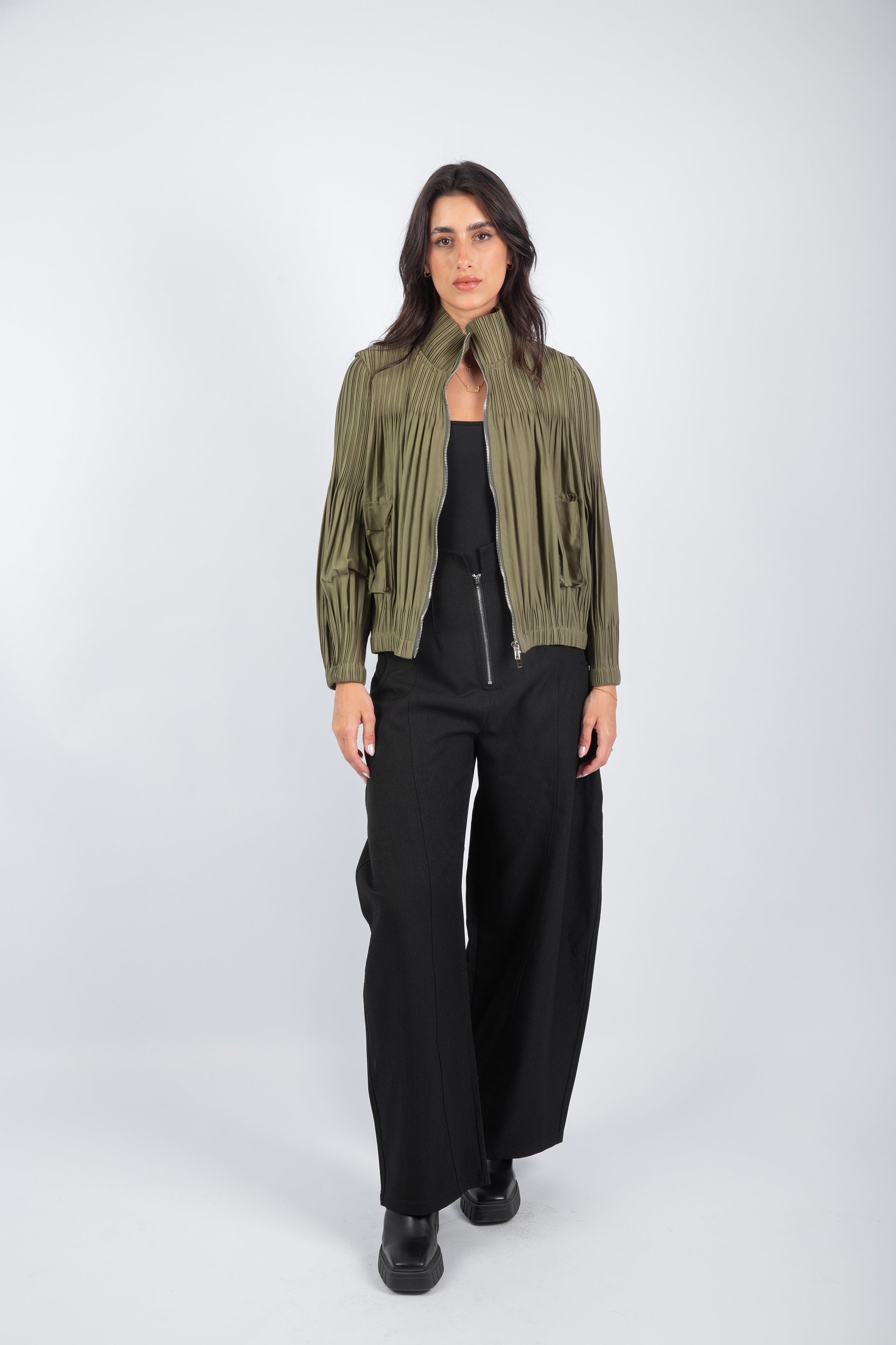 Urban Fringe Jacket-Olive