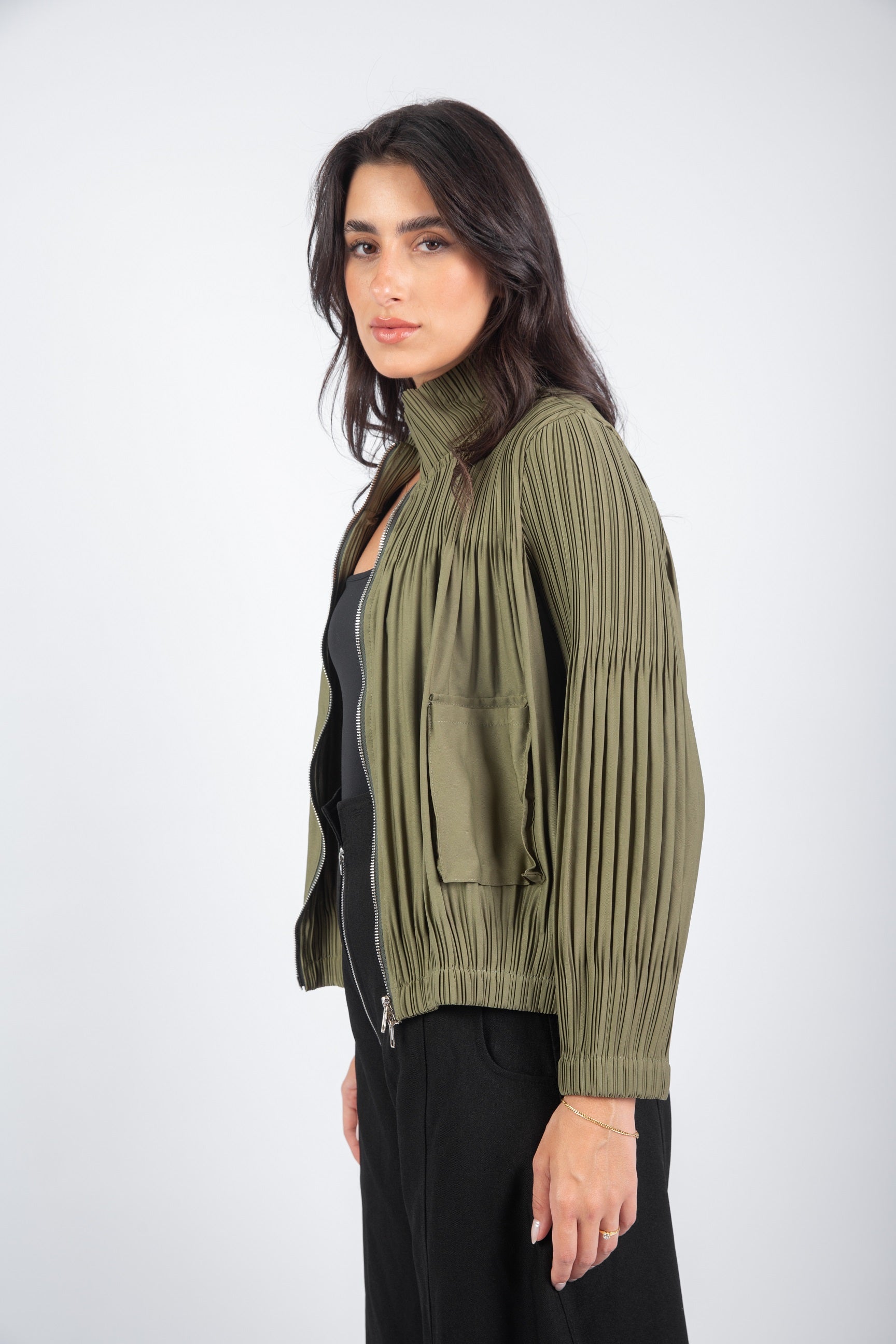 Urban Fringe Jacket-Olive