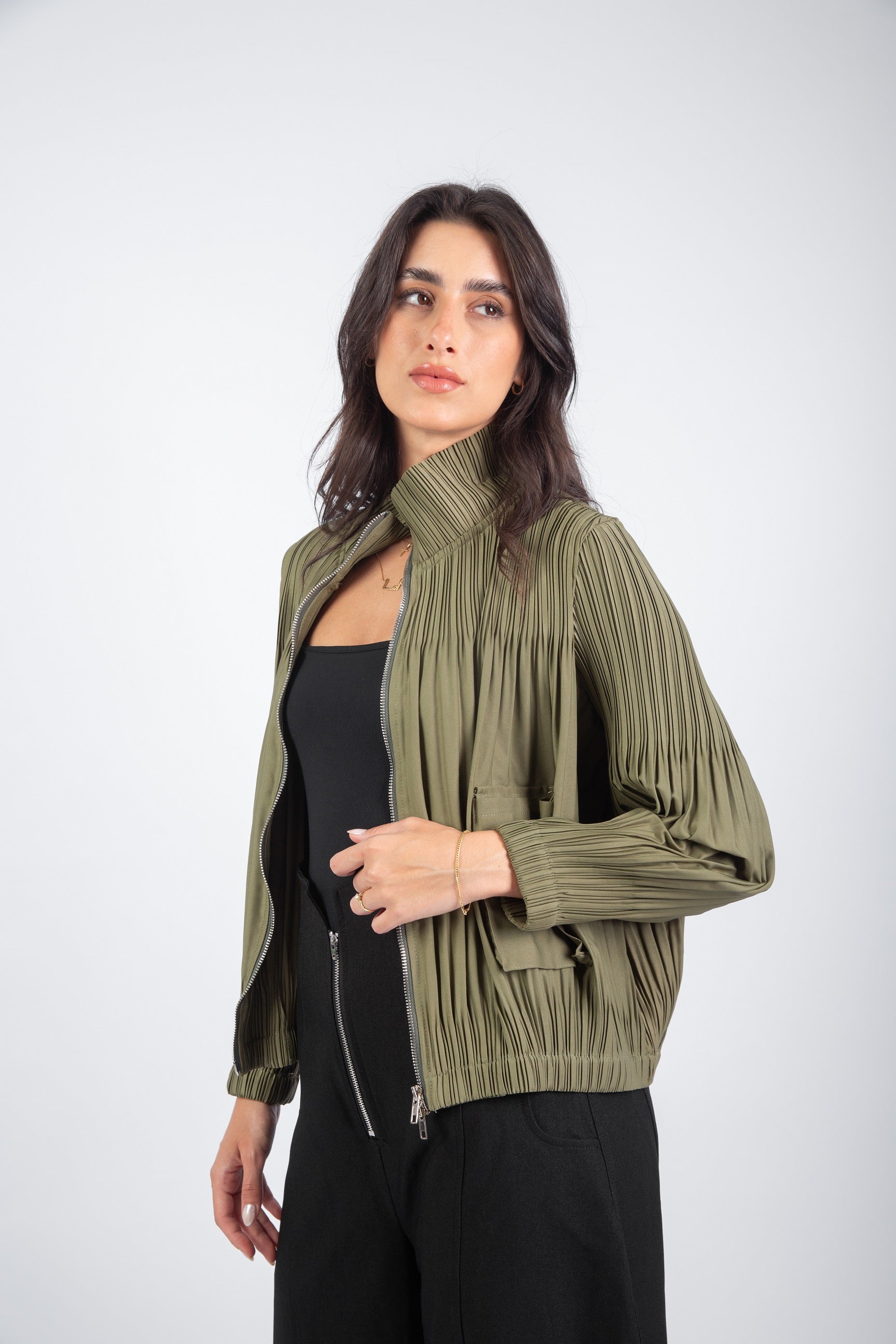 Urban Fringe Jacket-Olive