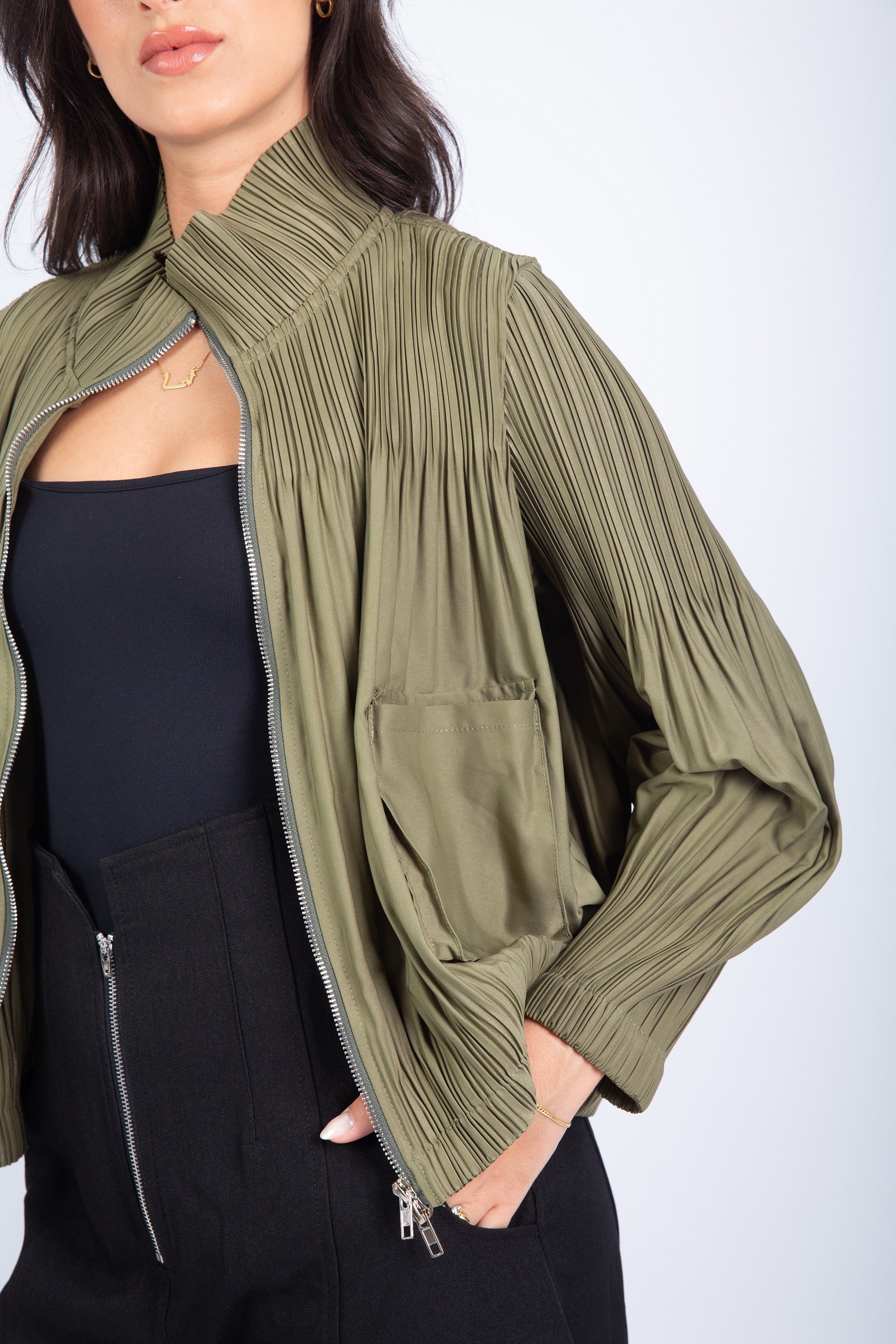Urban Fringe Jacket-Olive