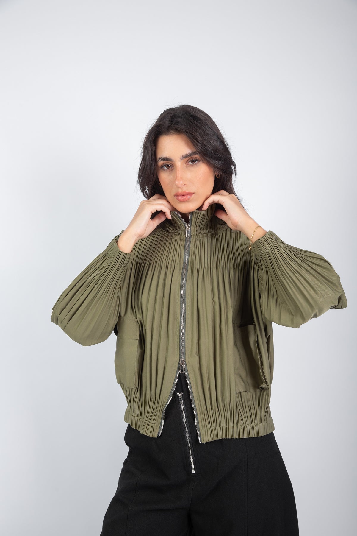 Urban Fringe Jacket-Olive