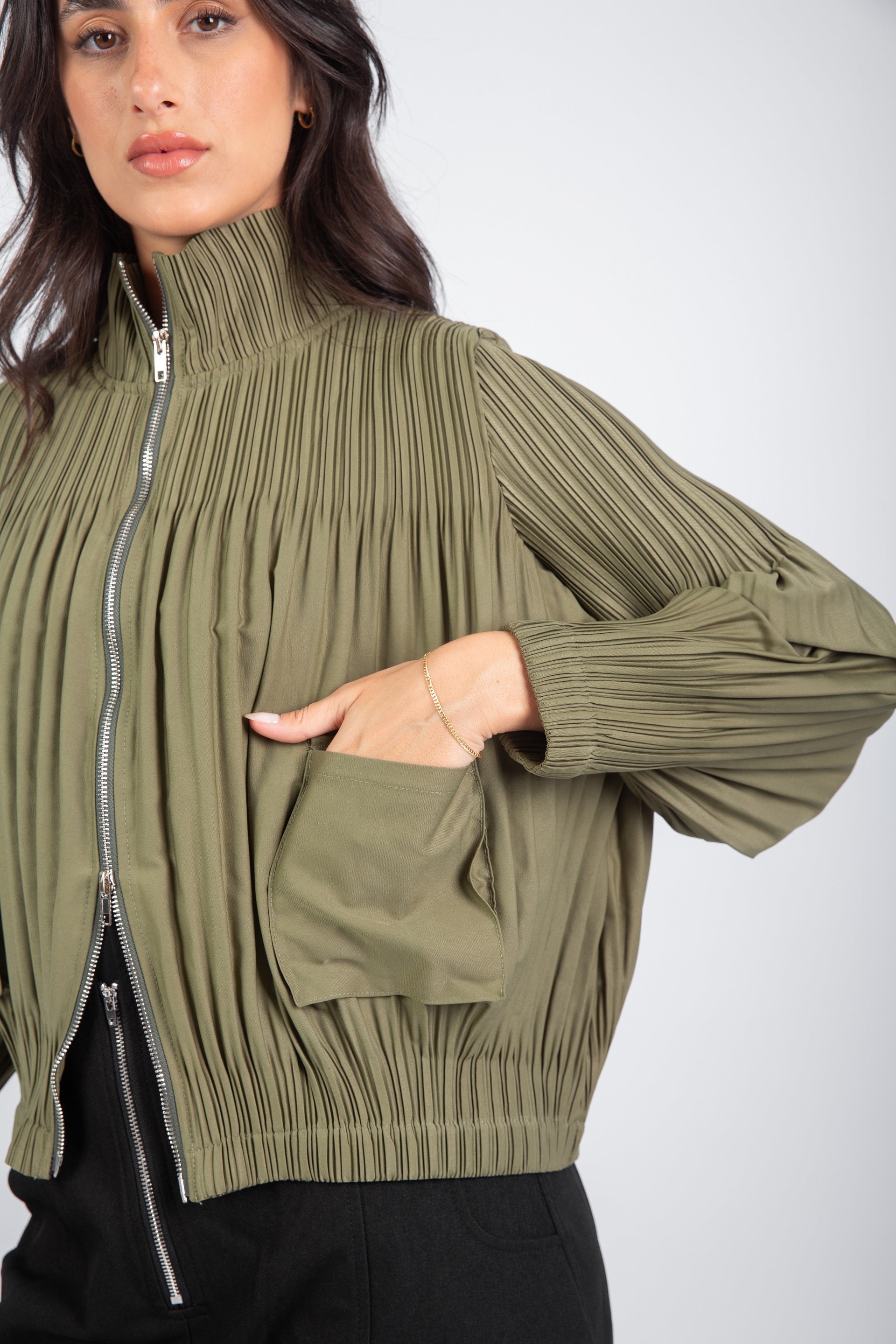 Urban Fringe Jacket-Olive