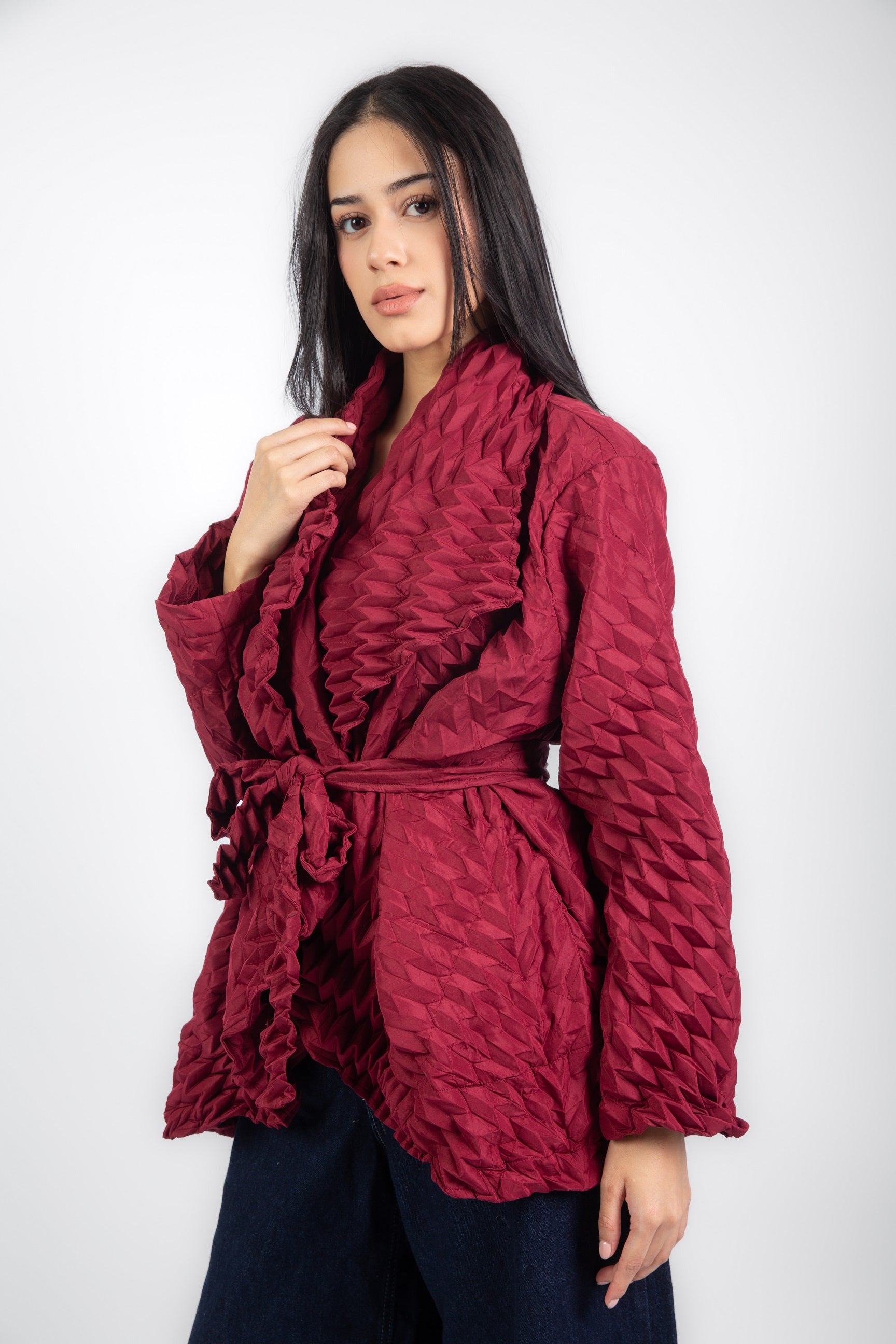 Sculpt Blouse -Wine red