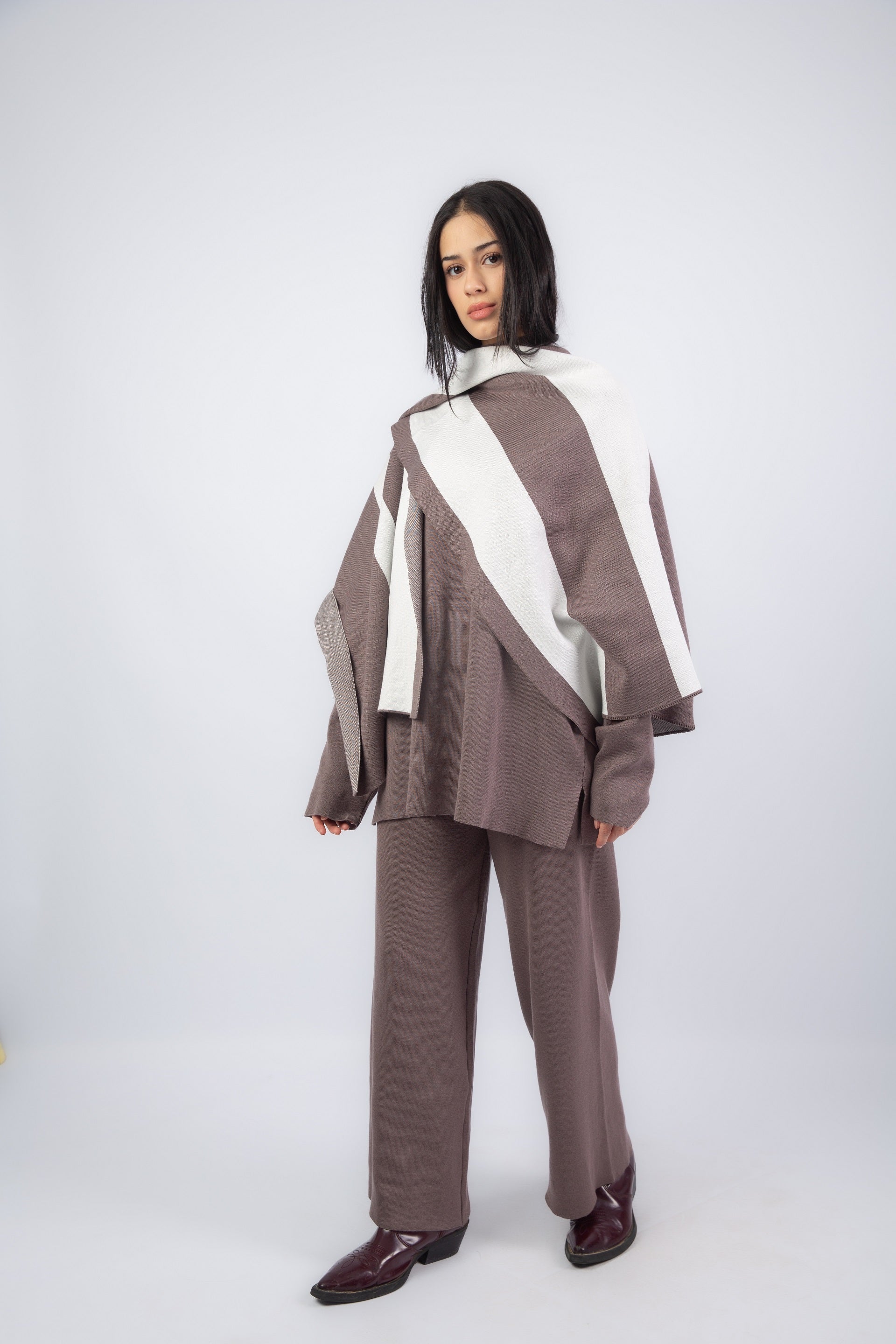 Scarfed Set - Taupe Beige