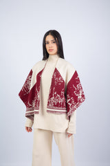 Relief Set  -Beige & Winered