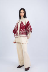Relief Set  -Beige & Winered