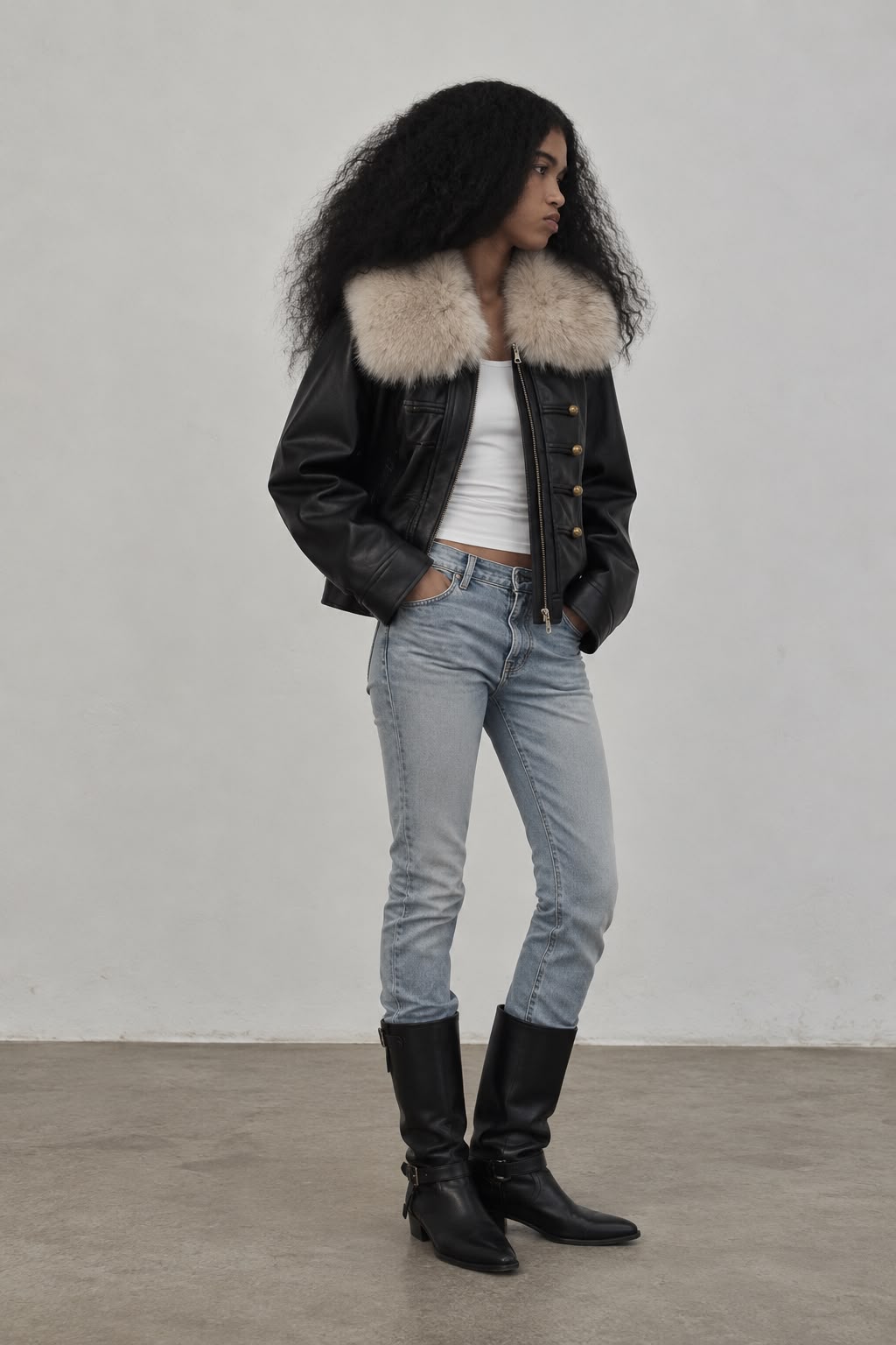 Black Leather Military Jacket
