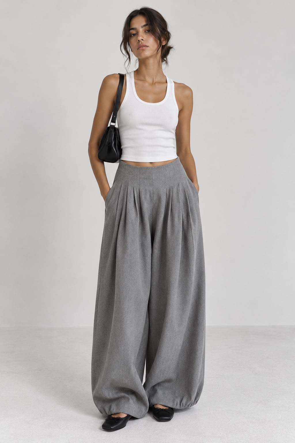 Grey Suede Balloon Pants Secondary image