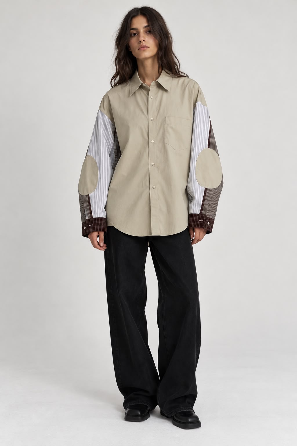 Beige Patchwork Shirt