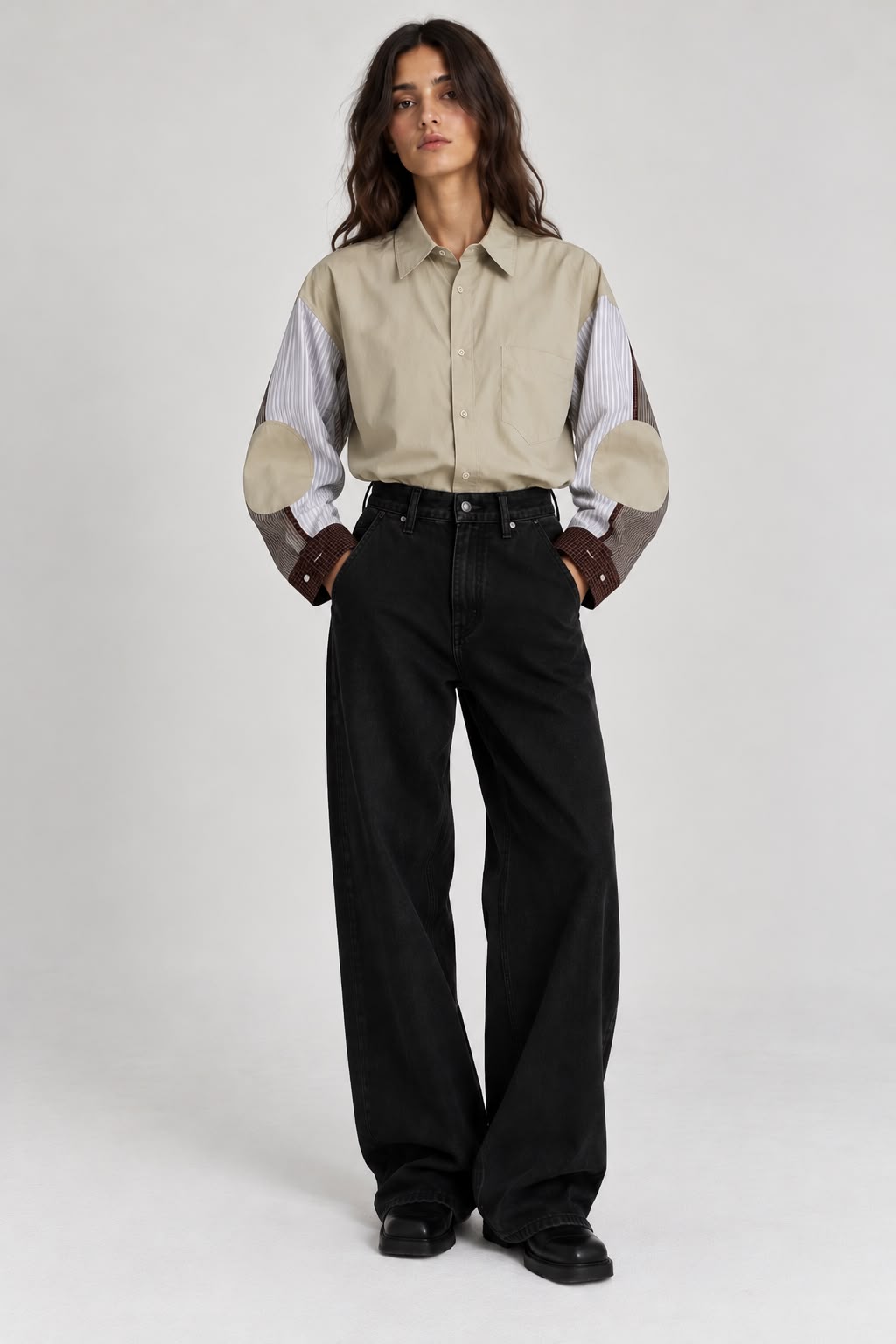 Beige Patchwork Shirt Secondary image