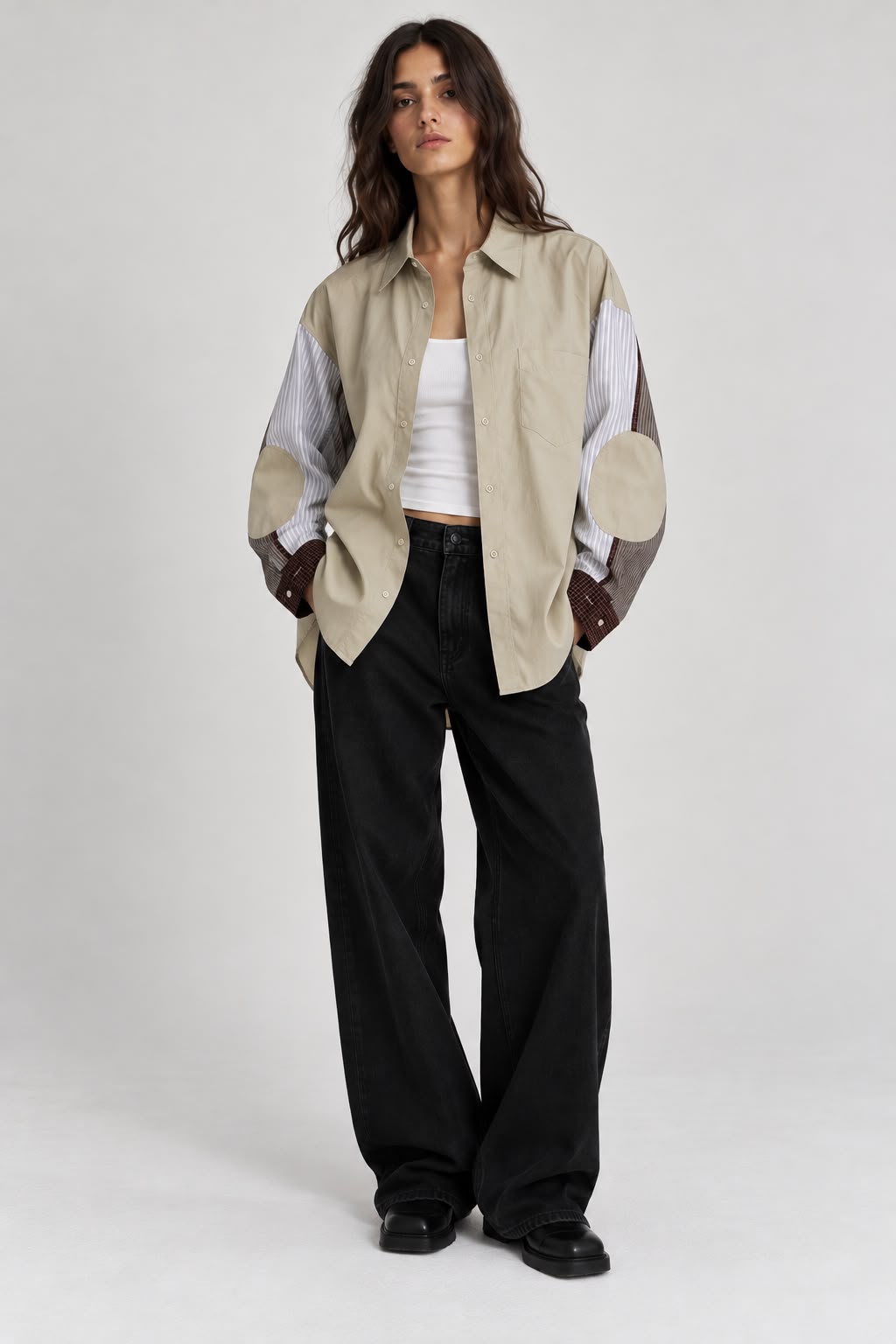 Beige Patchwork Shirt