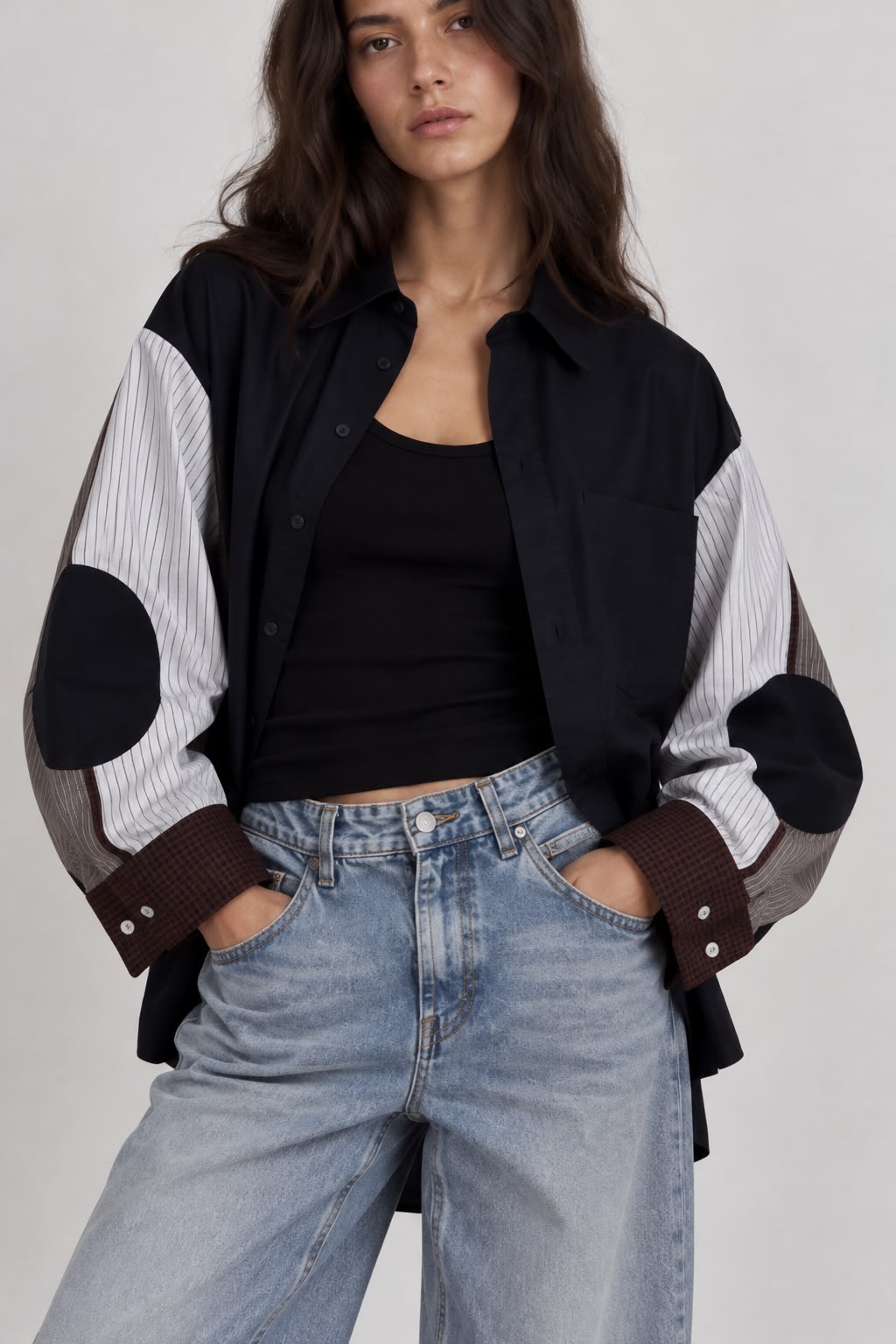 Black Patchwork Shirt