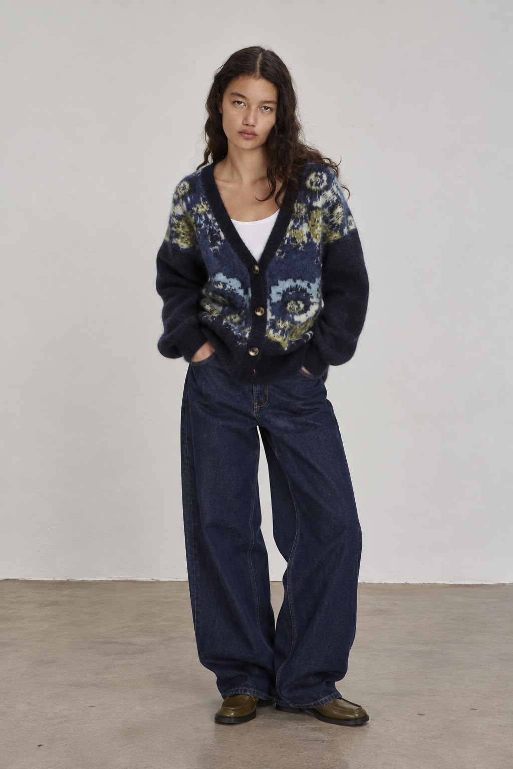 Navy Floral Fleece Jacket
