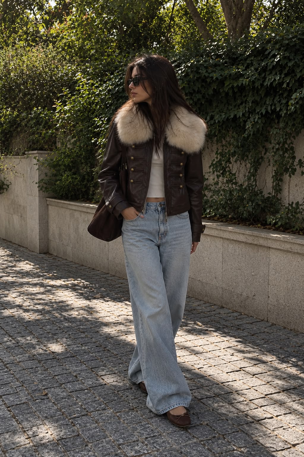 Espresso Leather Military Jacket Secondary image